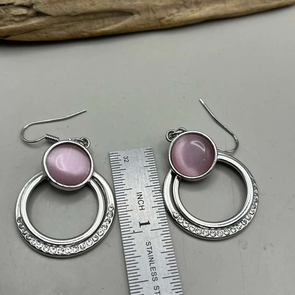 Elegant Pink and Silver Earrings